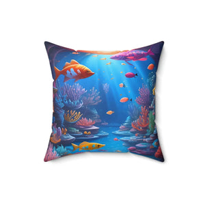 Colorful Fishes Pillow – Spun Polyester Square - Dipaliz - Throw Pillows