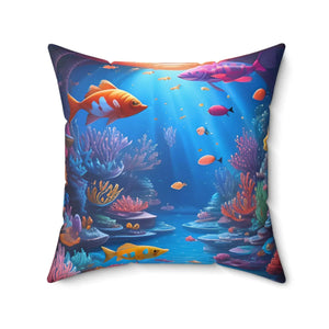 Colorful Fishes Pillow – Spun Polyester Square - Dipaliz - Throw Pillows