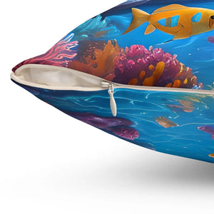 Colorful Fishes Pillow – Spun Polyester Square - Dipaliz - Throw Pillows