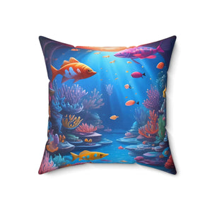 Colorful Fishes Pillow – Spun Polyester Square - Dipaliz - Throw Pillows