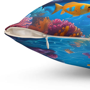 Colorful Fishes Pillow – Spun Polyester Square - Dipaliz - Throw Pillows