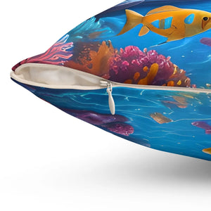 Colorful Fishes Pillow – Spun Polyester Square - Dipaliz - Throw Pillows