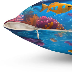 Colorful Fishes Pillow – Spun Polyester Square - Dipaliz - Throw Pillows
