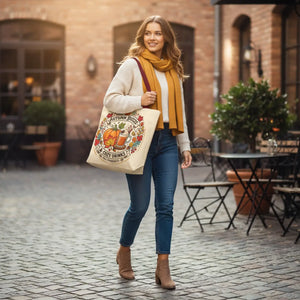 Dipaliz Autumn Breeze Pumpkin Tote Bag Cotton Canvas - Bags