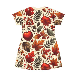 Autumn Foliage T-shirt Dress – Sustainable Fall - Dipaliz - Dresses - Xs