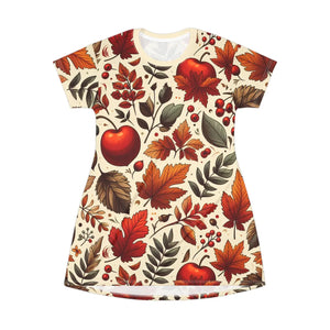 Autumn Foliage T-shirt Dress – Sustainable Fall - Dipaliz - Dresses - Xs