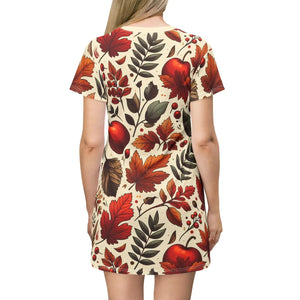 Autumn Foliage T-shirt Dress – Sustainable Fall - Dipaliz - Dresses - Xs