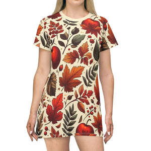 Autumn Foliage T-shirt Dress – Sustainable Fall - Dipaliz - Dresses - Xs