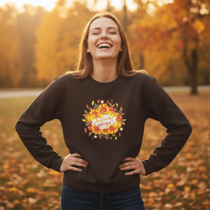 Dipaliz Autumn Leaves Floral Crewneck Sweatshirt Cotton - Sweatshirts - m