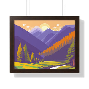Dawn Landscape Framed Horizontal Poster - Morning Energy Art - Dipaliz - 20’’ x 16’’ / Walnut