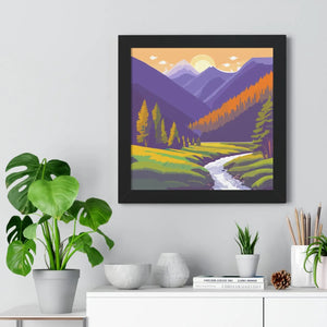 Dawn Landscape Framed Horizontal Poster - Morning Energy Art - Dipaliz