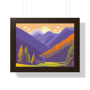 Dawn Landscape Framed Horizontal Poster - Morning Energy Art - Dipaliz - 16″ x 12″ / Walnut