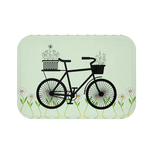White Daisy Bath Mat - Soft Microfiber Floral - Dipaliz - Mats & Rugs