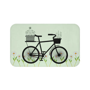 White Daisy Bath Mat - Soft Microfiber Floral - Dipaliz - Mats & Rugs