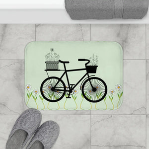 White Daisy Bath Mat - Soft Microfiber Floral - Dipaliz - Mats & Rugs