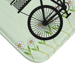 White Daisy Bath Mat - Soft Microfiber Floral - Dipaliz - Mats & Rugs
