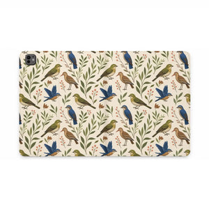 Dipaliz Bird Pattern Tablet Folio Vegan Leather - Mobile Phone Cases