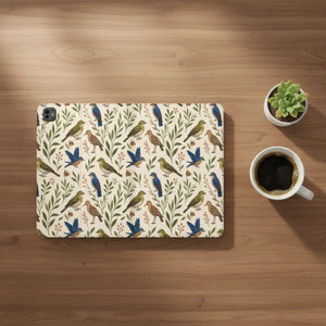 Dipaliz Bird Pattern Tablet Folio Vegan Leather - Mobile Phone Cases