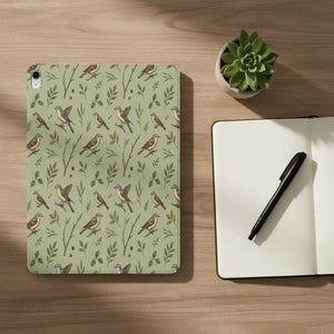 Dipaliz Bird Pattern Tablet Folio Vegan Leather - Mobile Phone Cases