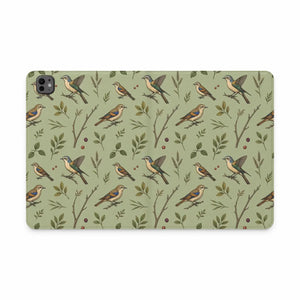 Dipaliz Bird Pattern Tablet Folio Vegan Leather - Mobile Phone Cases