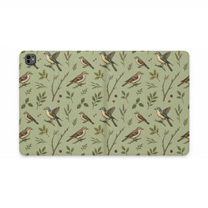 Dipaliz Bird Pattern Tablet Folio Vegan Leather - Mobile Phone Cases