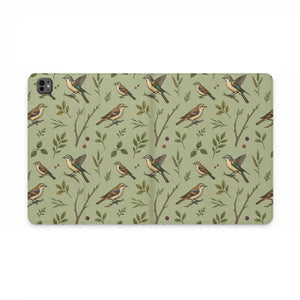 Dipaliz Bird Pattern Tablet Folio Vegan Leather - Mobile Phone Cases