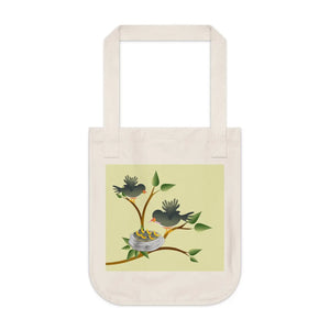 Organic Canvas Tote Bag Birds and Nest Design - Dipaliz - Bags