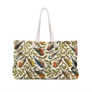 Green Birds Polyester Weekender Bag - Large Travel Tote - Dipaliz - Bags