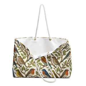 Green Birds Polyester Weekender Bag - Large Travel Tote - Dipaliz - Bags