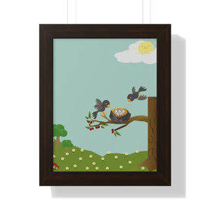 Vibrant Framed Vertical Poster - Bird Nest Wall Art - Dipaliz - Posters Prints & Visual Artwork