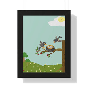 Vibrant Framed Vertical Poster - Bird Nest Wall Art - Dipaliz - Posters Prints & Visual Artwork