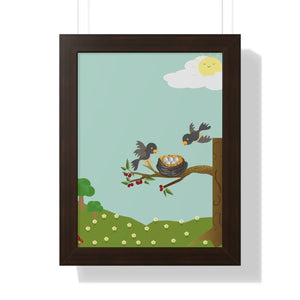Vibrant Framed Vertical Poster - Bird Nest Wall Art - Dipaliz - Posters Prints & Visual Artwork