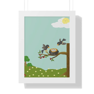 Vibrant Framed Vertical Poster - Bird Nest Wall Art - Dipaliz - Posters Prints & Visual Artwork
