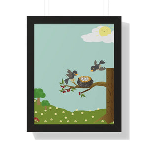 Vibrant Framed Vertical Poster - Bird Nest Wall Art - Dipaliz - Posters Prints & Visual Artwork