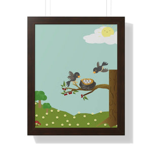 Vibrant Framed Vertical Poster - Bird Nest Wall Art - Dipaliz - Posters Prints & Visual Artwork