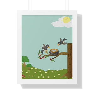 Vibrant Framed Vertical Poster - Bird Nest Wall Art - Dipaliz - Posters Prints & Visual Artwork