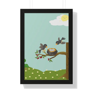 Vibrant Framed Vertical Poster - Bird Nest Wall Art - Dipaliz - Posters Prints & Visual Artwork