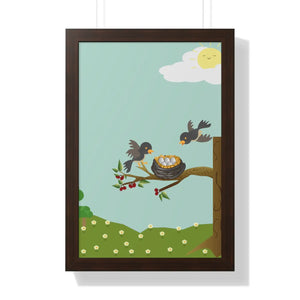 Vibrant Framed Vertical Poster - Bird Nest Wall Art - Dipaliz - Posters Prints & Visual Artwork