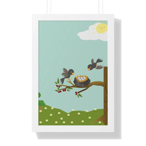 Vibrant Framed Vertical Poster - Bird Nest Wall Art - Dipaliz - Posters Prints & Visual Artwork