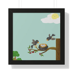 DipaliZ bird nest framed vertical poster on LexJet matte paper