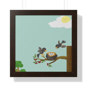 Vibrant Framed Vertical Poster - Bird Nest Wall Art - Dipaliz - Posters Prints & Visual Artwork