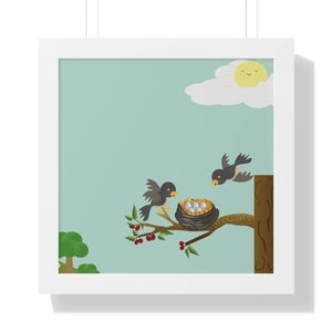 Vibrant Framed Vertical Poster - Bird Nest Wall Art - Dipaliz - Posters Prints & Visual Artwork