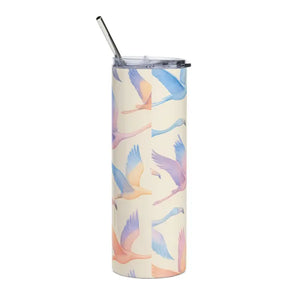 Flamingo Skinny Tumbler 20oz Tapered Shape Color Matching Straw Dipaliz - White / Tumblers