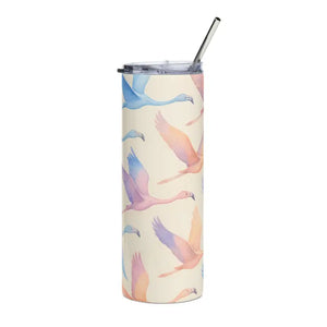 Flamingo Skinny Tumbler 20oz Tapered Shape Color Matching Straw Dipaliz - White / Tumblers