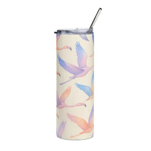 Flamingo Skinny Tumbler 20oz Tapered Shape Color Matching Straw Dipaliz - White / Tumblers