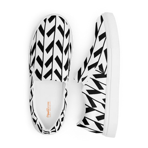 Bold Canvas Shoes - Black Pattern Men’s Slip - Dipaliz - Sneakers