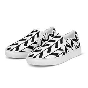 Bold Canvas Shoes - Black Pattern Men’s Slip - Dipaliz - Sneakers
