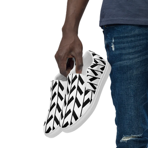 Bold Canvas Shoes - Black Pattern Men’s Slip - Dipaliz - Sneakers