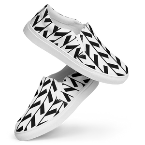 Bold Canvas Shoes - Black Pattern Men’s Slip - Dipaliz - Sneakers