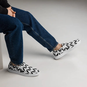 Bold Canvas Shoes - Black Pattern Men’s Slip - Dipaliz - Sneakers